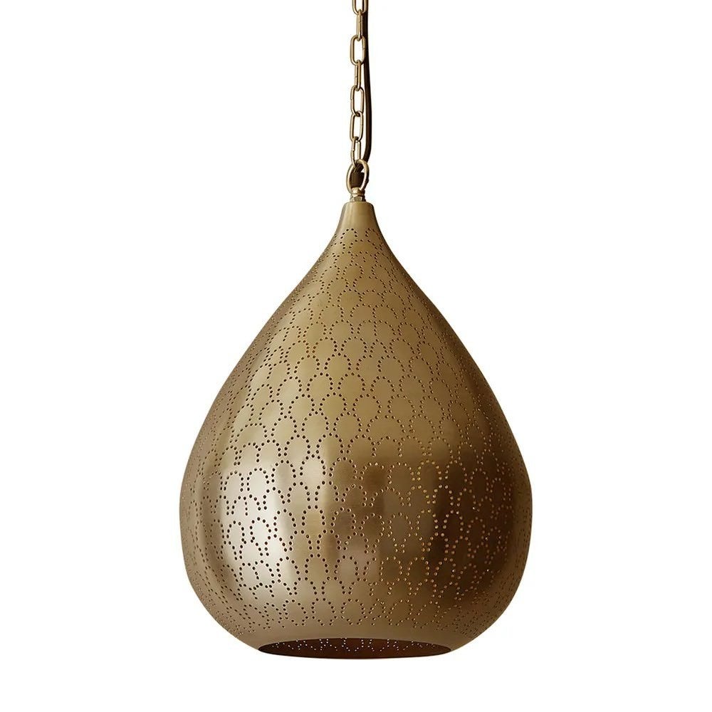 Taipan Perforated Metal Teardrop Pendant Light, Antqieu Brass
