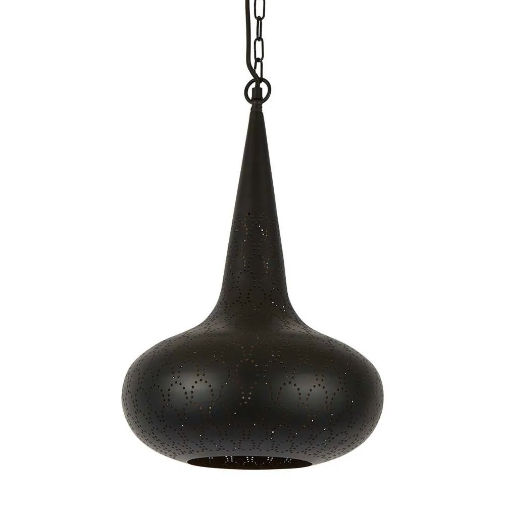 Cobra Perforated Metal Conical Pendant Light, Black