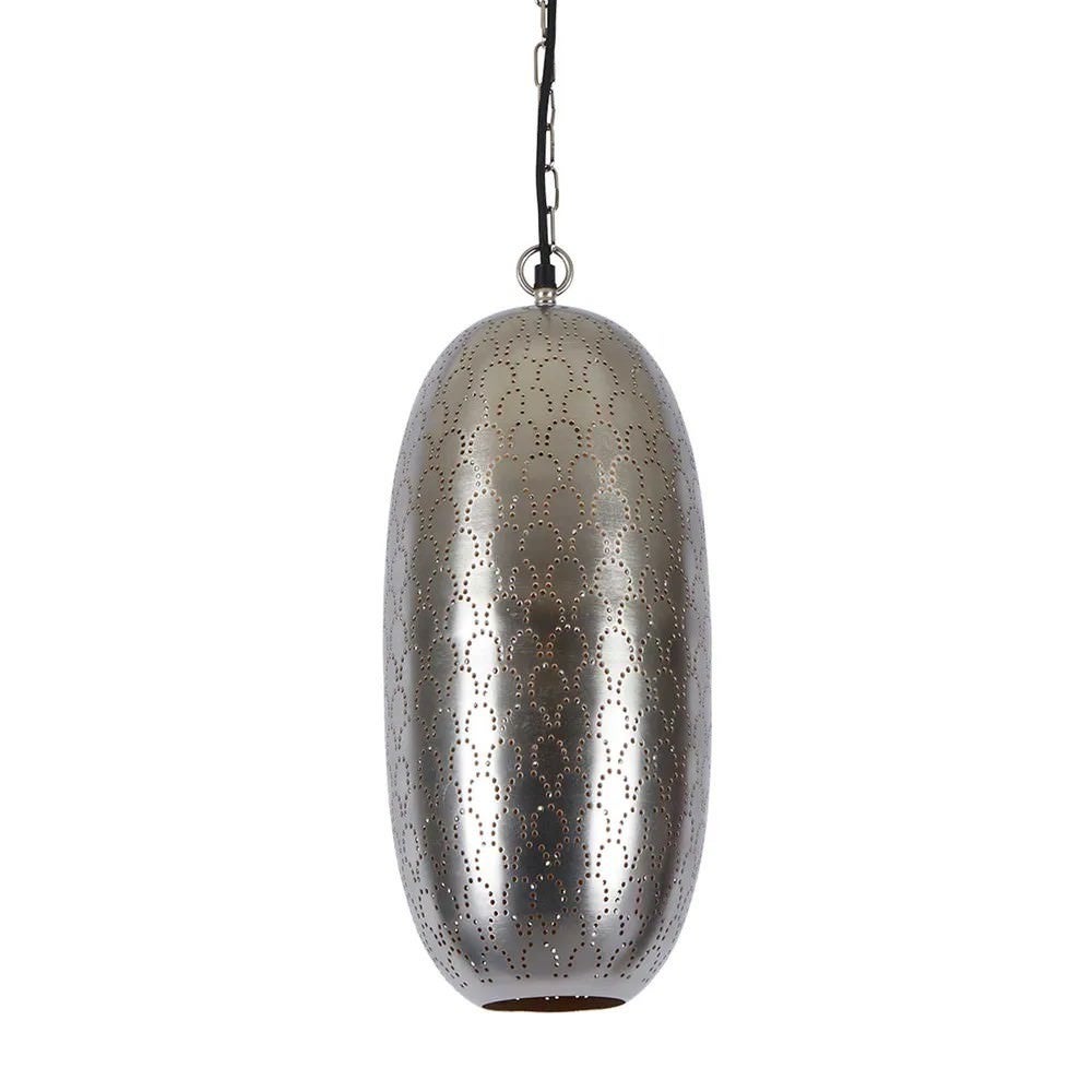 Anaconda Perforated Metal Oblong Pendant Light, Nickel
