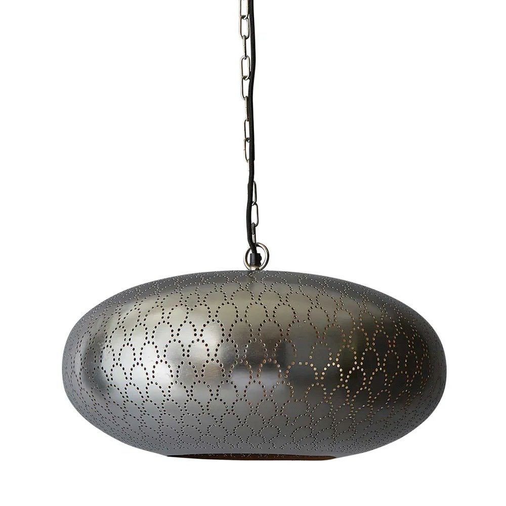 Viper Perforated Metal Ellipse Pendant Light, Nickel