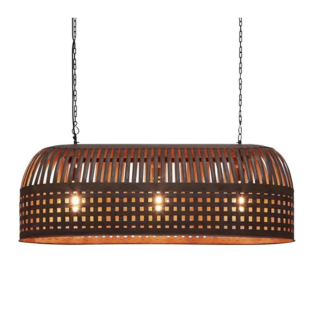 Esch Woven Metal Strips Elongated Pendant Light, Small, Rust