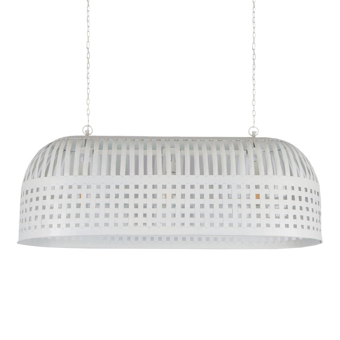 Esch Woven Metal Strips Elongated Pendant Light, Small, White