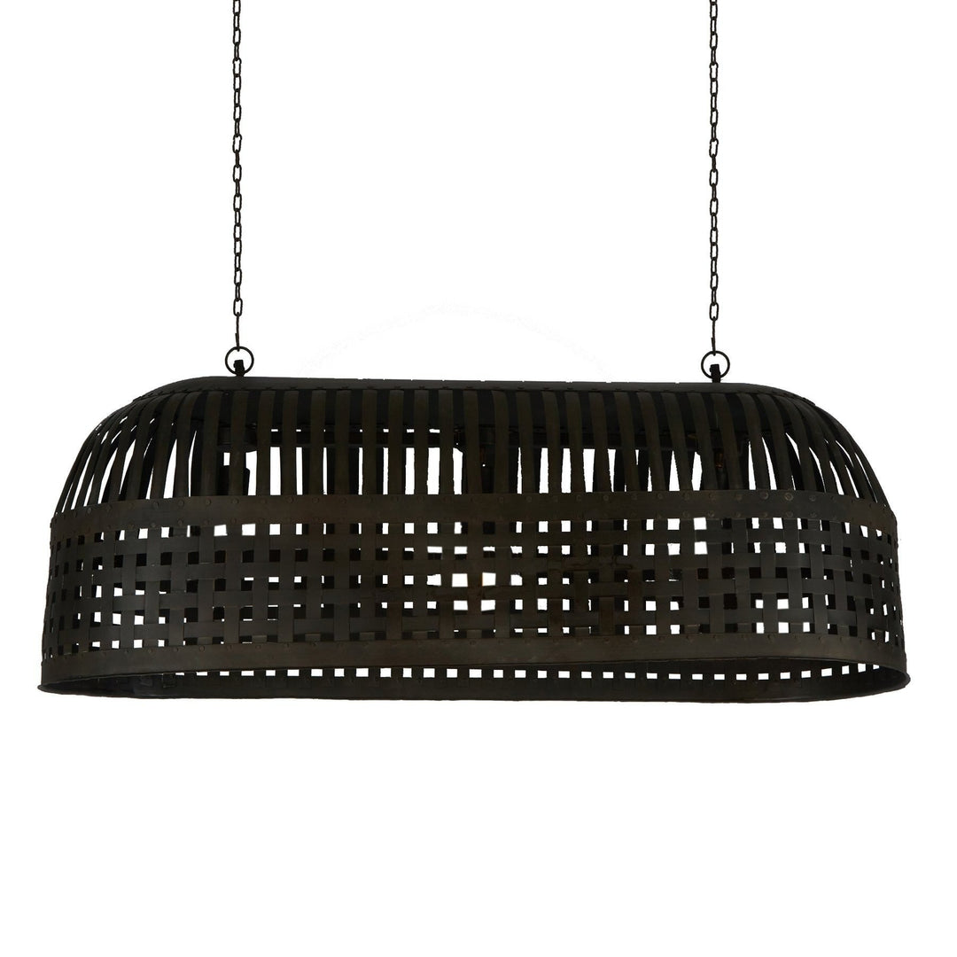 Esch Woven Metal Strips Elongated Pendant Light, Small, Antique Black