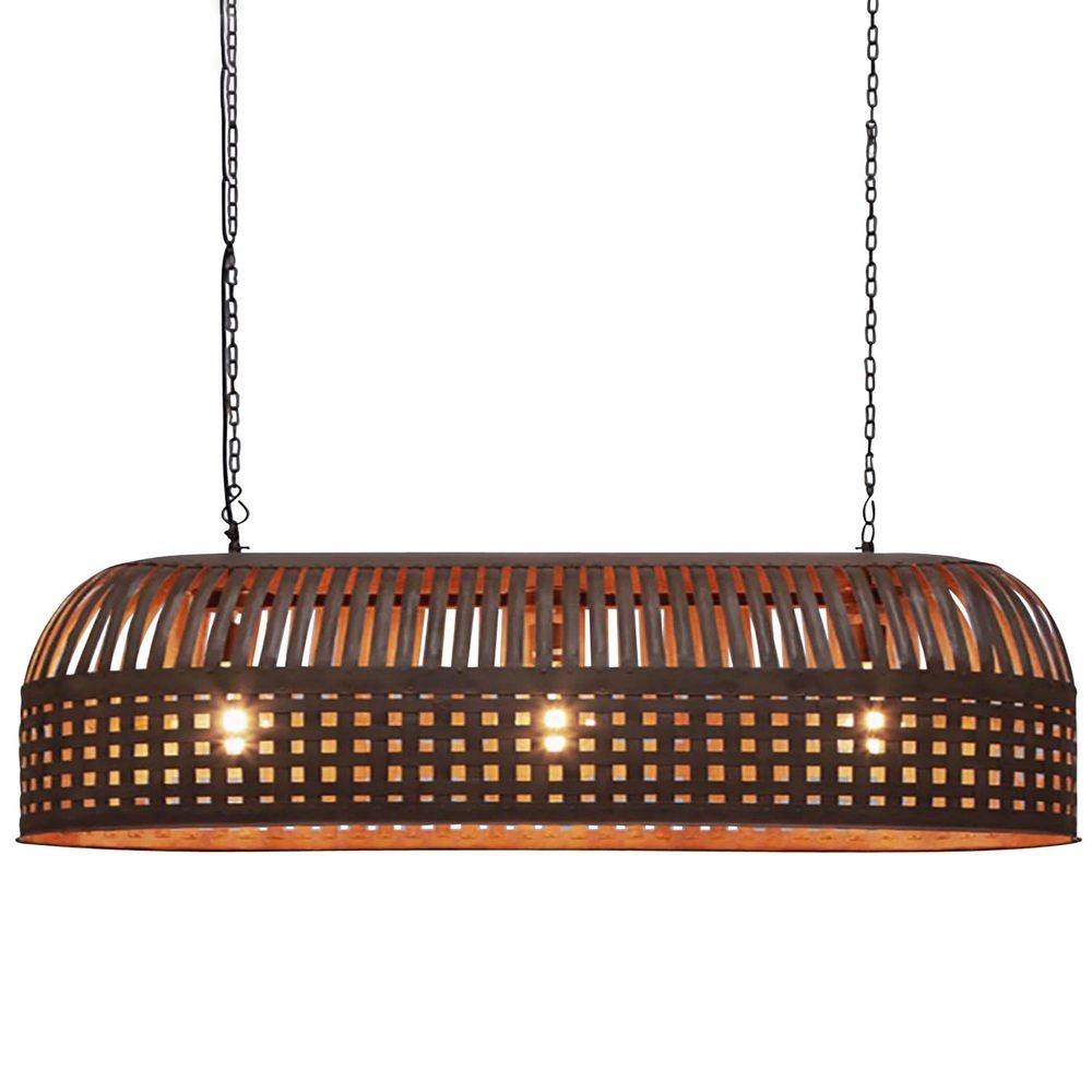 Esch Woven Metal Strips Elongated Pendant Light, Large, Rust