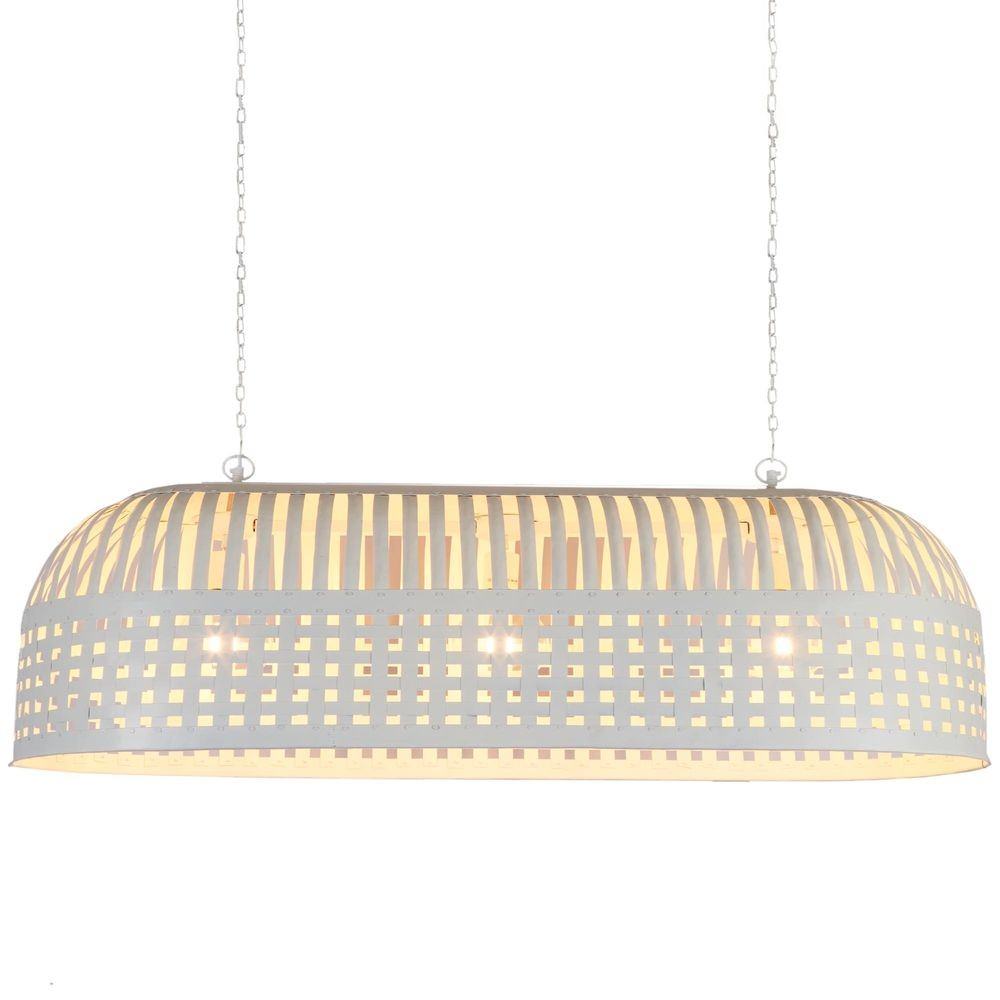 Esch Woven Metal Strips Elongated Pendant Light, Large, White