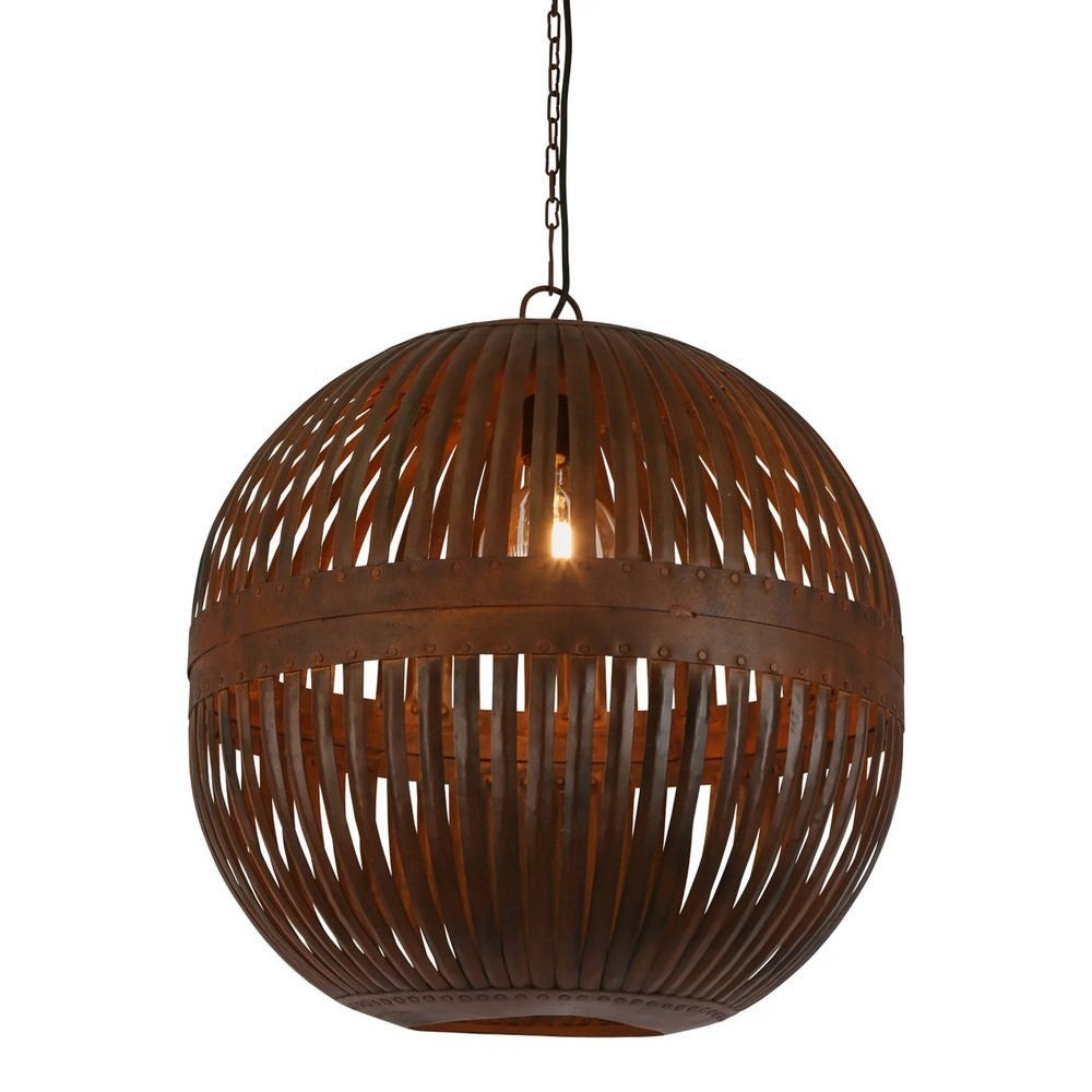 Esch Woven Metal Strips Ball Pendant Light, Rust