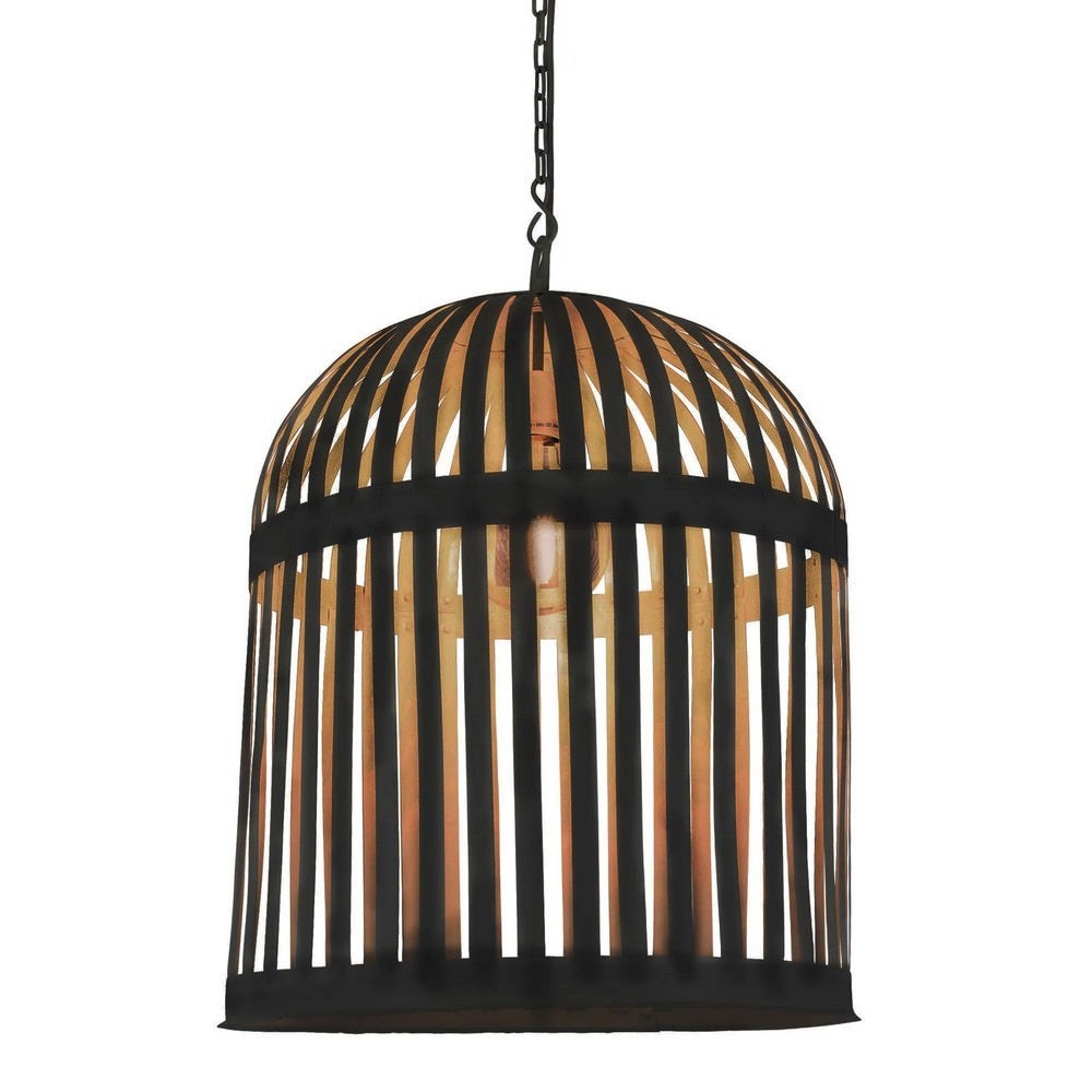 Esch Woven Metal Strips Cage Pendant Light, Antique Black