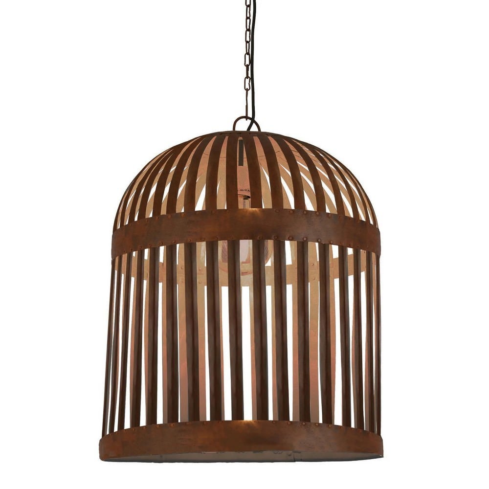 Esch Woven Metal Strips Cage Pendant Light, Rust