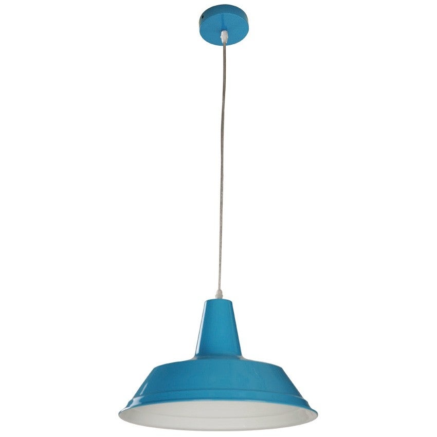 Divo Industrial Steel Pendant Light, Blue