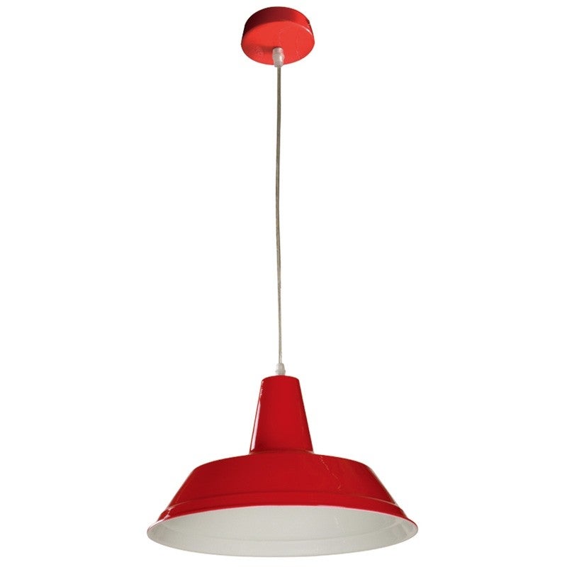 Divo Industrial Steel Pendant Light, Red