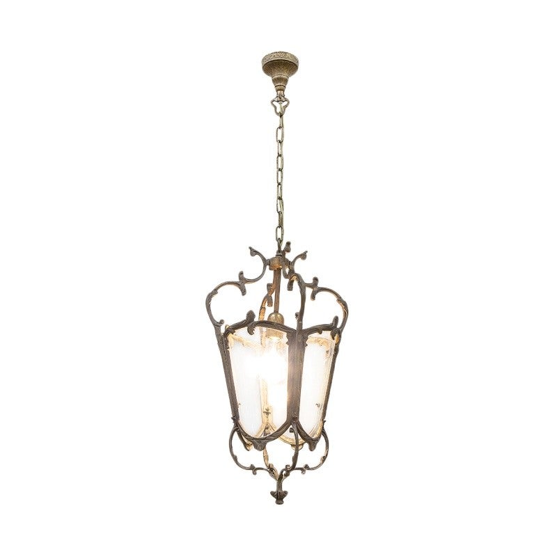 Espagnol Brass & Glass Hanging Lantern