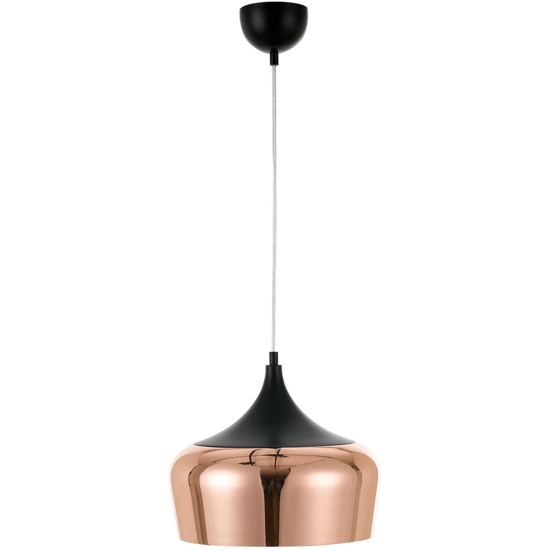 Telbix Polk Copper Shade With Black Pendant Light (E27) | Medium
