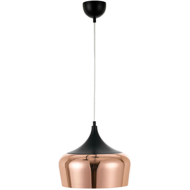 Telbix Polk Copper Shade With Black Pendant Light (E27) | Medium