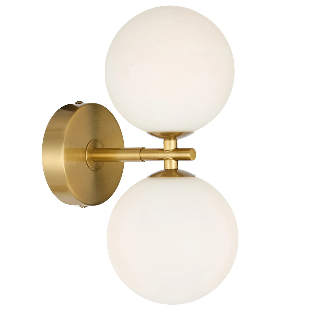 Telbix Antique Gold Felton 2 Light Wall Light | Opal Matt