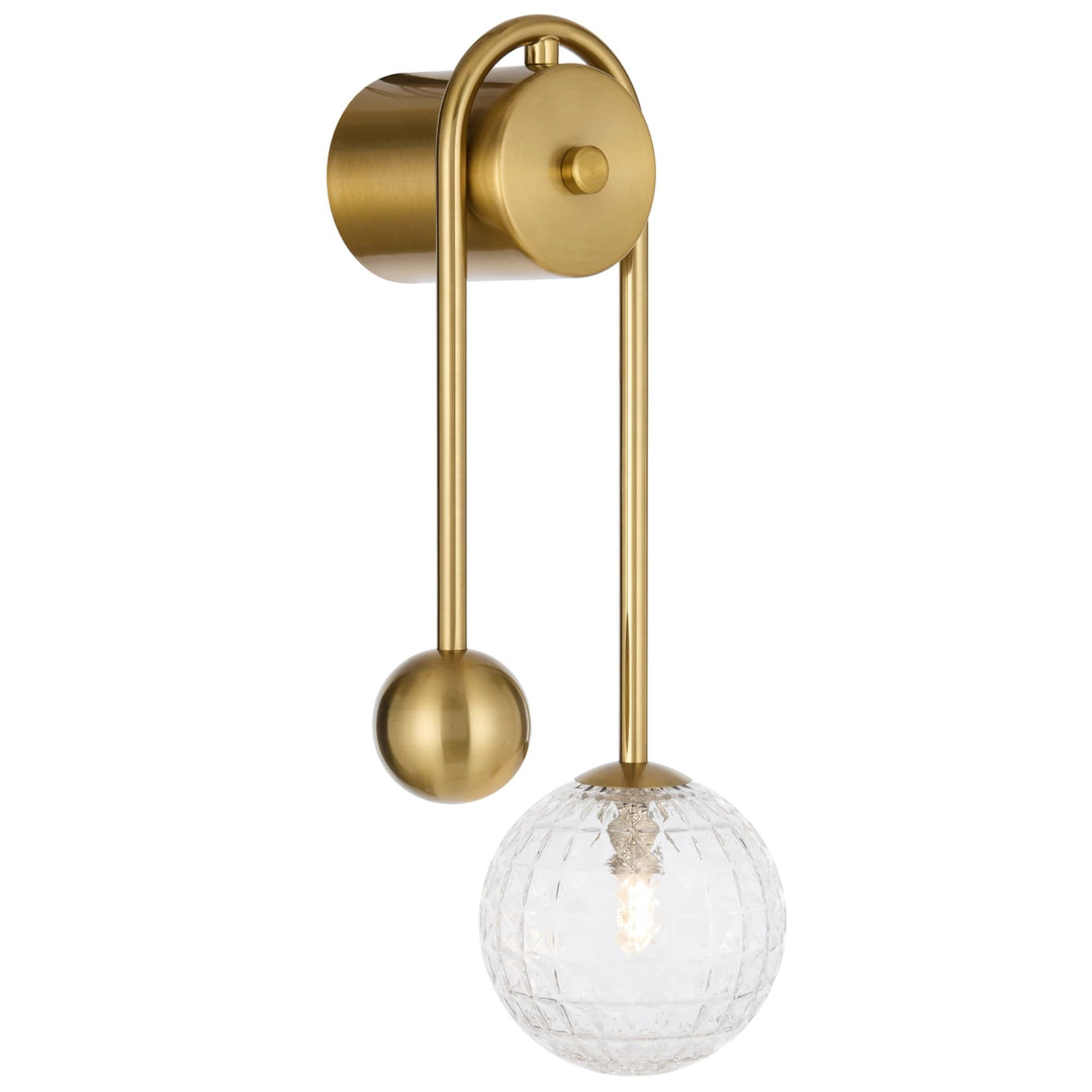 Telbix Felton Arm Wall Light | Antique Gold and Clear Prism