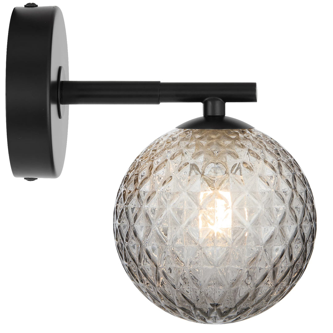 Telbix Felton Black 1 Light Wall Light | Smoke Tear