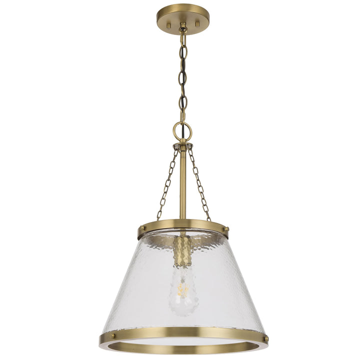 Telbix Olmont Textured Glass Cone Pendant with Modern Luxe Satin Gold Accents | Small