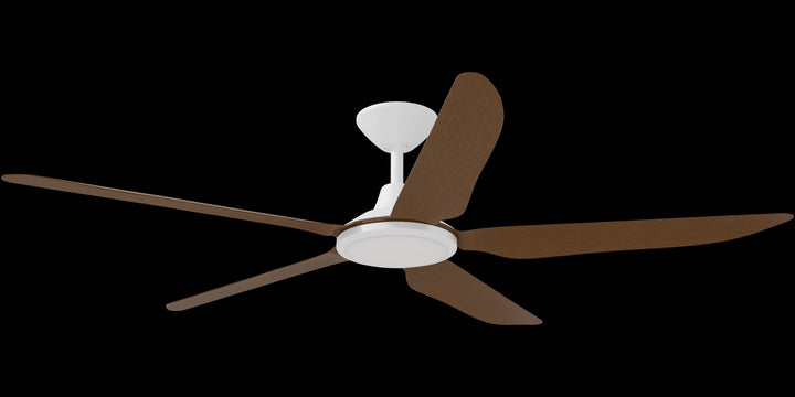 Calibo Storm 56" (1430mm) 5 Blade 18W Tricolour LED Light Indoor/Outdoor DC Ceiling Fan & Remote | White & Koa