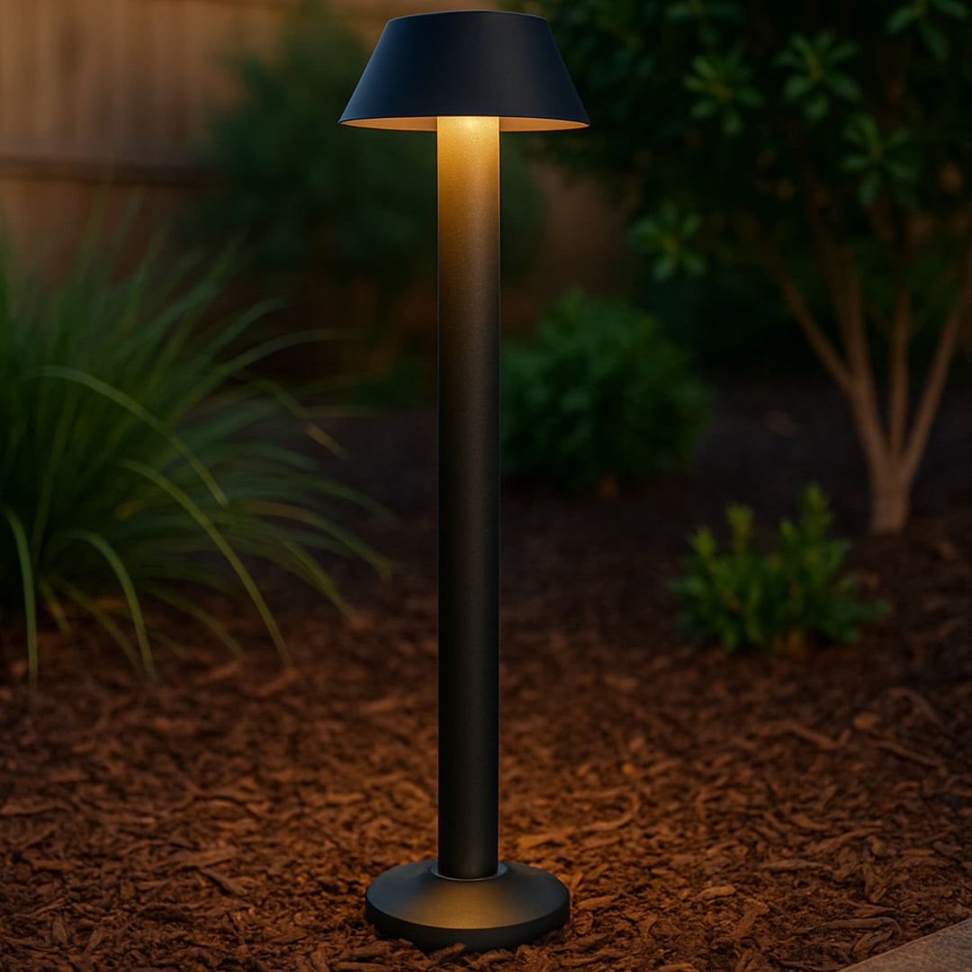Telbix Pyrus Minimalist Black LED Outdoor Bollard Light in Refined Sand Finish | Black