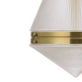 Telbix Harnon Modern Glass Pendant Light with Textured Cone Shade | Antique Gold