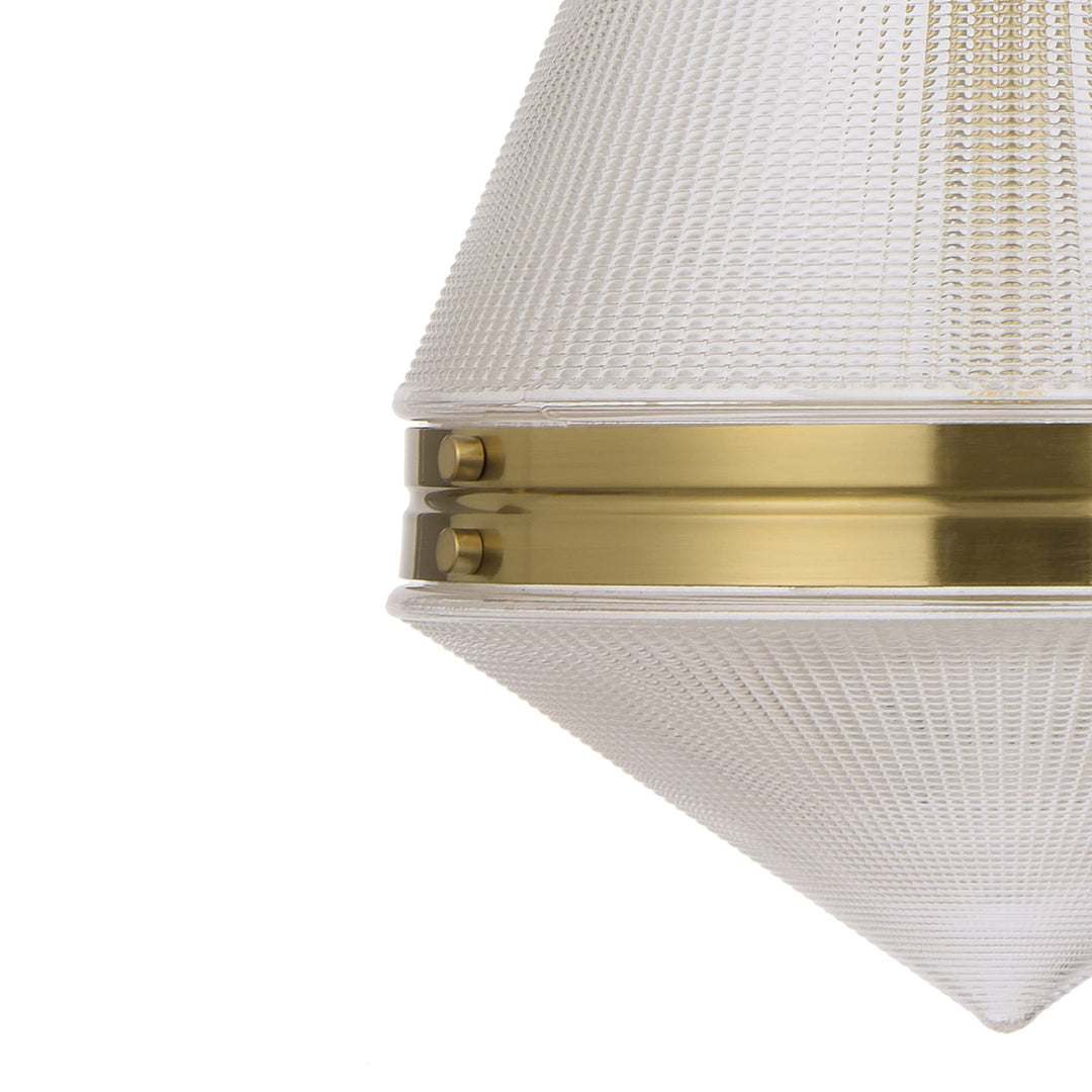 Telbix Harnon Modern Glass Pendant Light with Textured Cone Shade | Antique Gold