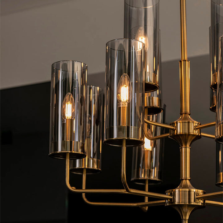 Telbix Decaro 12 Light Chain Pendant Light (E14) | Gold with Smoke Shade