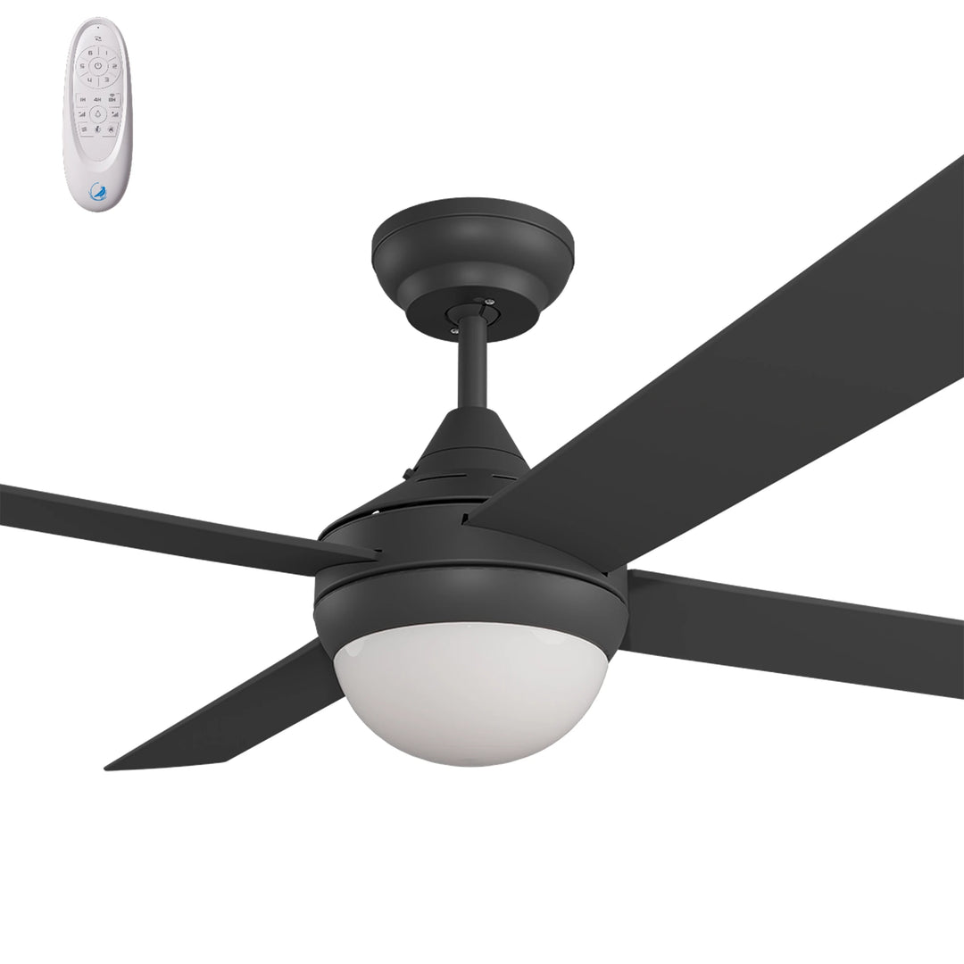 Calibo Kestrel 52" (1320mm) Indoor/Outdoor DC Ceiling Fan with 2x E27 Light & Remote | Black