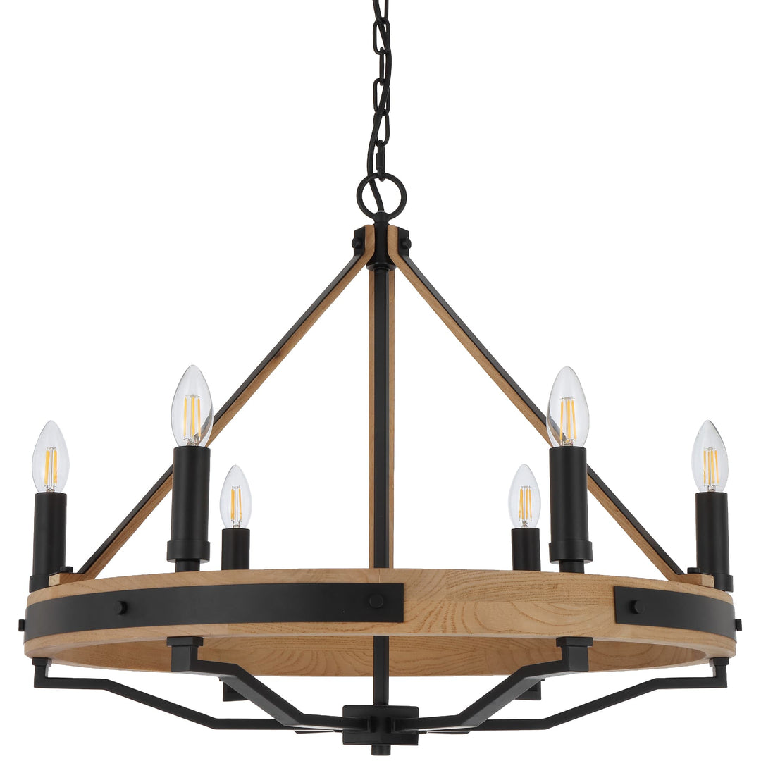 Telbix Darien 6 Light Pendant | Ash Wood