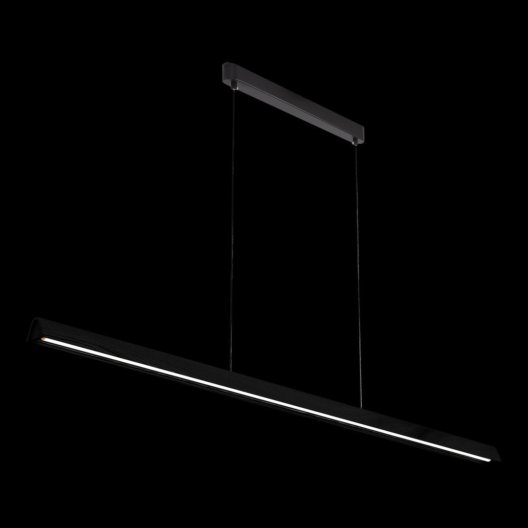 Calibo Avocent 1500mm Slim Timber Triangular Edge LED Linear Pendant | Black Ash with Black