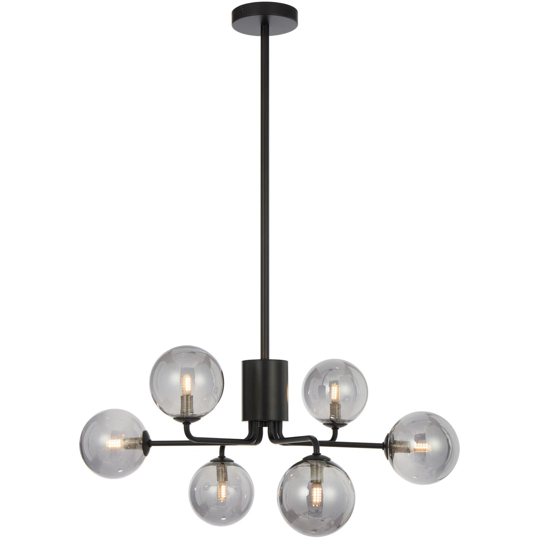 Telbix Black Felton 6 Light Pendant | Smoke