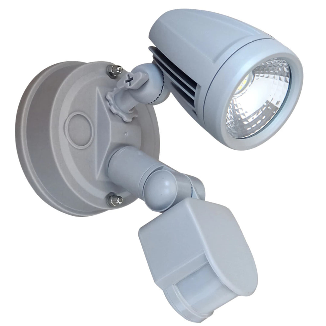 Telbix Illume Single Exterior Security Spotlight with Sensor | Silver
