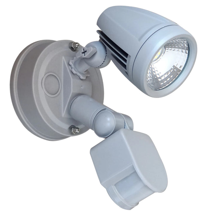 Telbix Illume Single Exterior Security Spotlight with Sensor | Silver