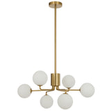 Telbix Antique Gold Felton 6 Light Pendant | Opal Matt