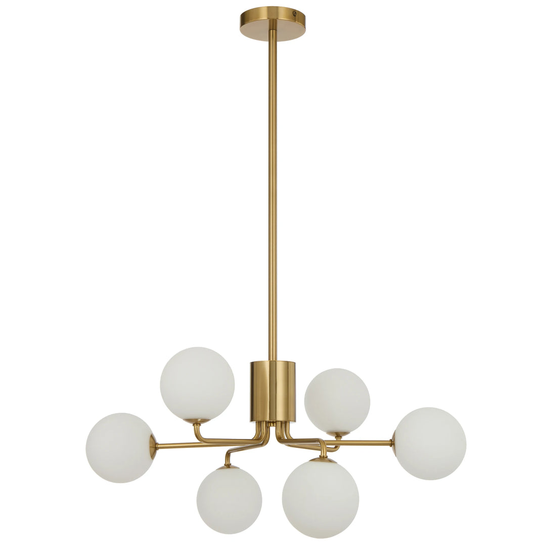 Telbix Antique Gold Felton 6 Light Pendant | Opal Matt