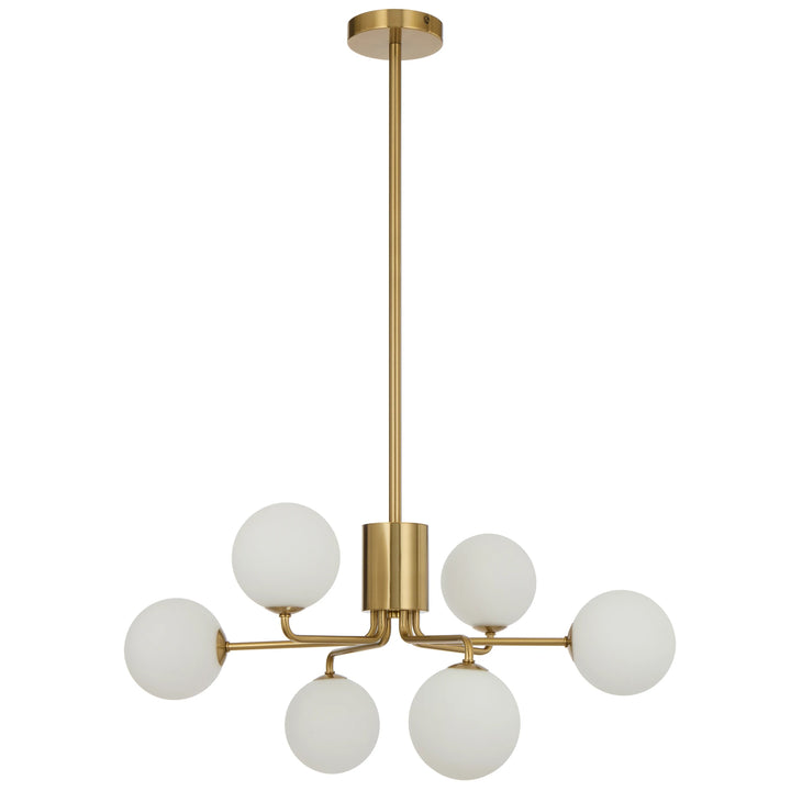 Telbix Antique Gold Felton 6 Light Pendant | Opal Matt