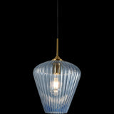 Calibo Ribbon Fluted Glass 230mm Pendant Light | Blue