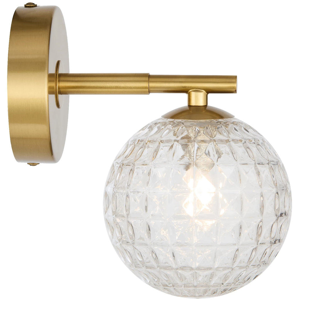 Telbix Felton Antique Gold 1 Light Wall Light | Clear Prism