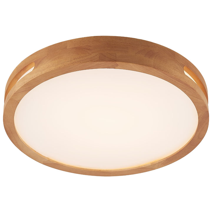 Telbix Thalia Tricolour LED Round Oyster Light with Wood Accent | Small