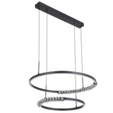 Telbix Brera 2 Tier Ring Tricolour LED Pendant with Crystals | Black