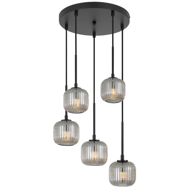 Telbix Bobo 5 Light Glass Pendant | Black
