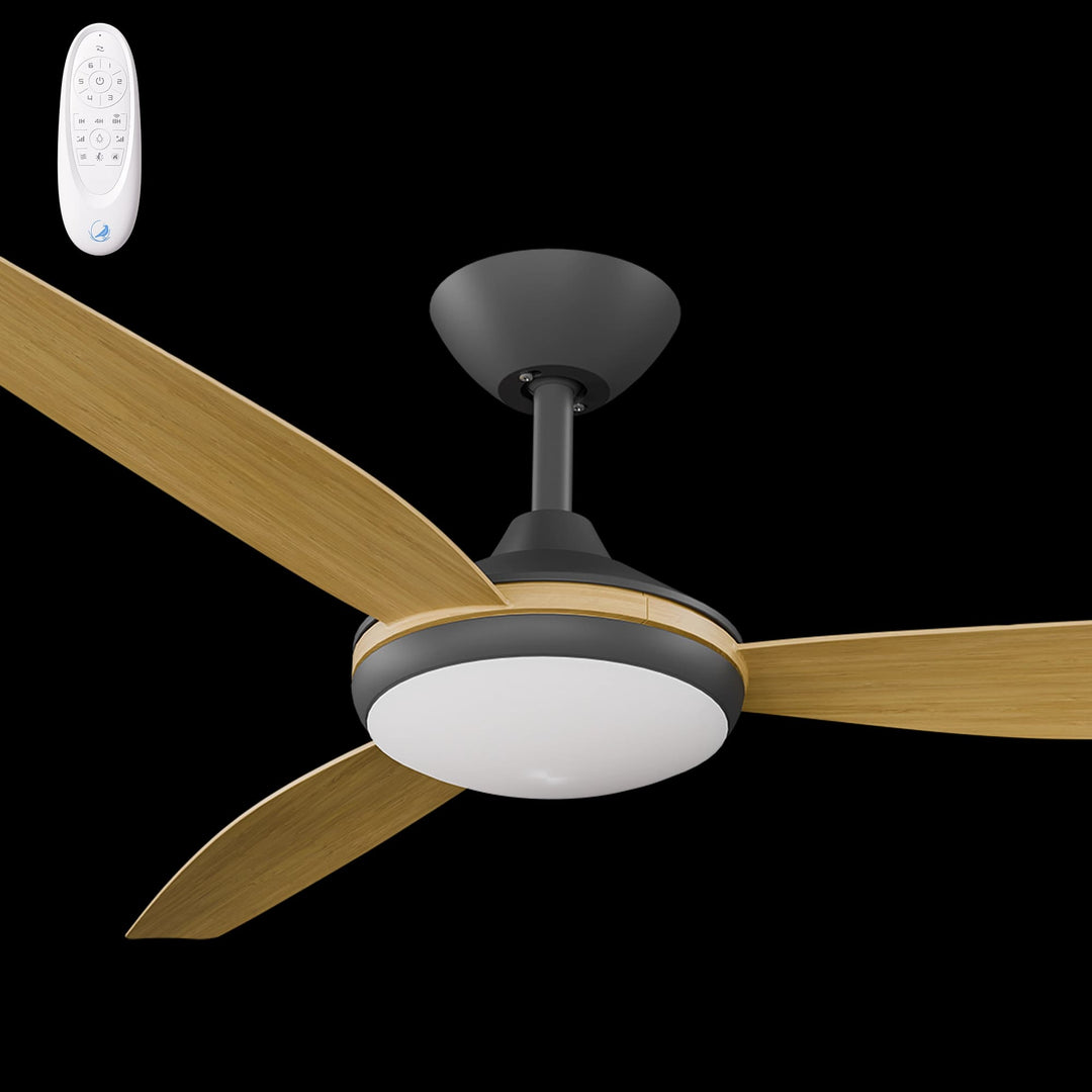 Calibo Condor 56" DC Smart Ceiling Fan with LED Light and Remote Control | Black and Bamboo