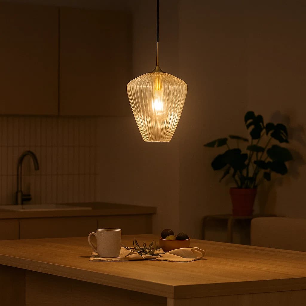 Calibo Ribbon Fluted Glass 230mm Pendant Light | Clear