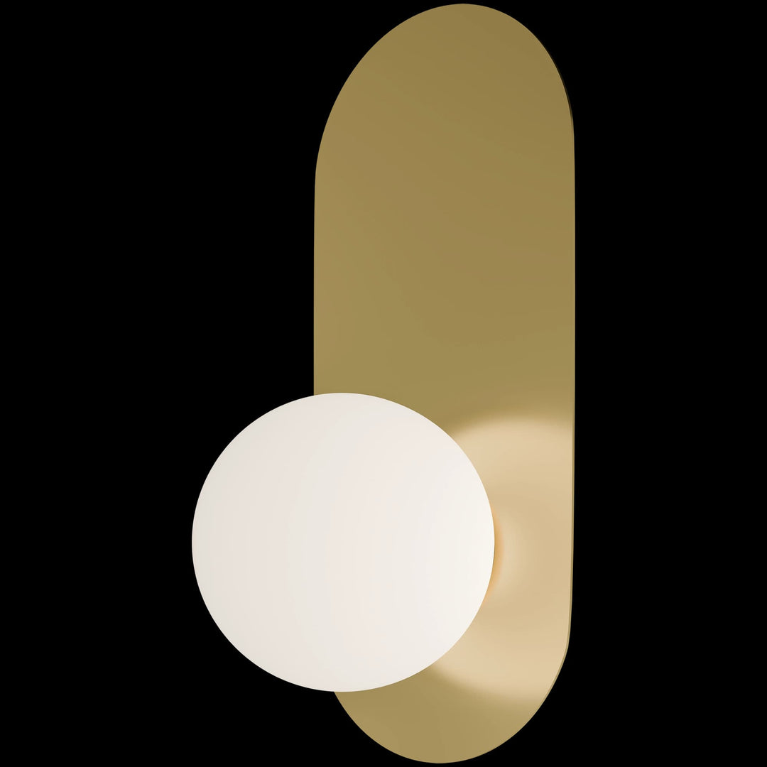 Calibo Crest Opal Glass 120mm Orb Wall Light Oval Plate 320mm | Brass