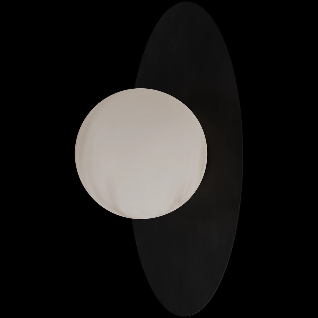 Calibo Crest Alabaster Glass 120mm Orb Wall Light Oval Plate 300mm | Black