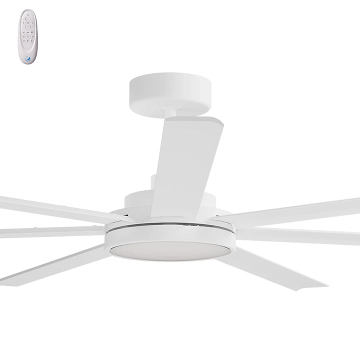 Calibo Alula 80" (2032mm) 7 Blade Indoor/Outdoor DC Ceiling Fan with 24W Light & Remote | White
