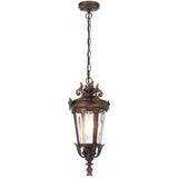 Telbix Pedral Classic Outdoor Lantern Pendant with Textured Glass and Multiple Suspension | Bronze