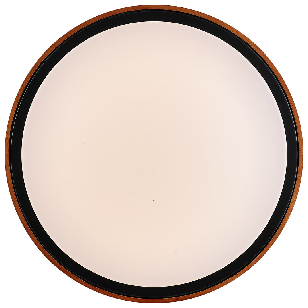 Telbix Orlin Tricolour LED Round Oyster Light with Wood Accent | Medium