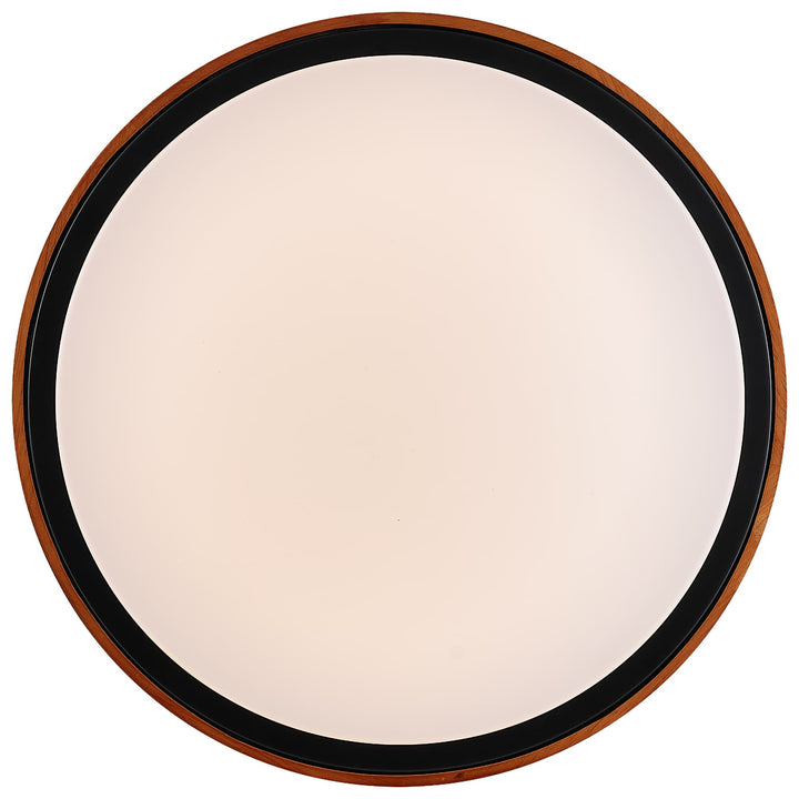 Telbix Orlin Tricolour LED Round Oyster Light with Wood Accent | Medium