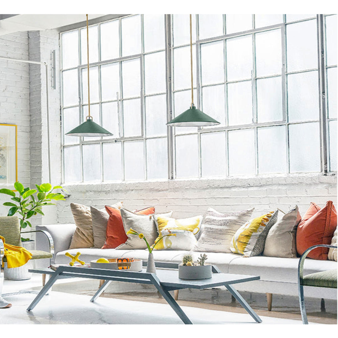 Hinkley Milo 1 Light Pendant by Lark | Lacquered Brass & Sage Green