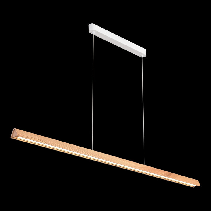 Calibo Avocent 2000mm Slim Timber Triangular Edge LED Linear Pendant | Ash with White